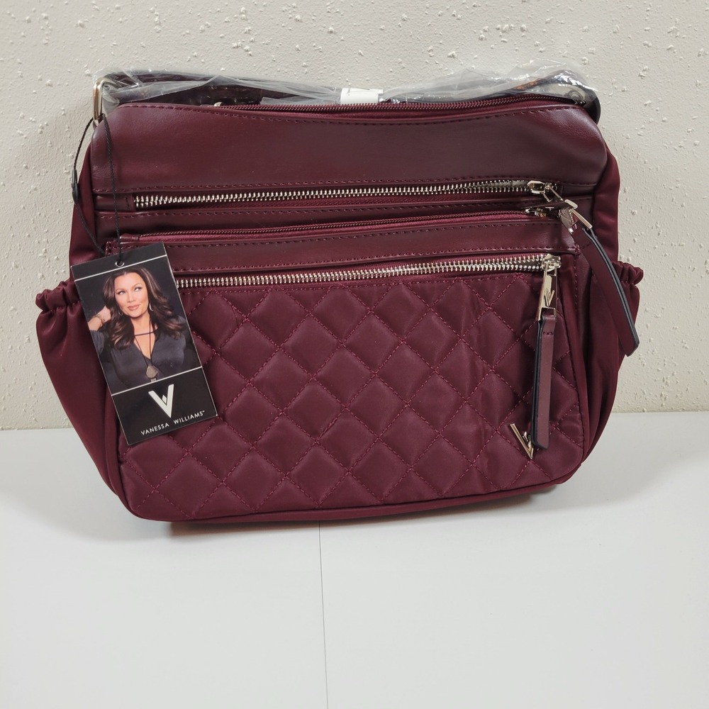 NWT Vanessa Williams Quilted Crossbody Bag Women OS Red VW-404-RD Nylon Zipper